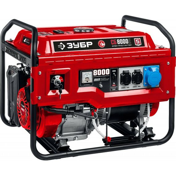 Электростанции: Бензиновый генератор с электростартером Зубр СБ-8000Е 8 кВт фотографии