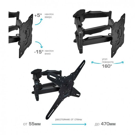 Крепеж для аудио-видео техники: Кронштейн для ТВ Kromax ATLANTIS-45 grey 22"-65", VESA 400x400 мм [20217] фотографии