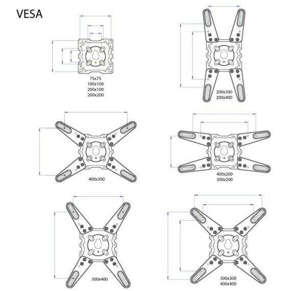 Крепеж для аудио-видео техники: Кронштейн для ТВ Kromax ATLANTIS-45 grey 22"-65", VESA 400x400 мм [20217] фотографии
