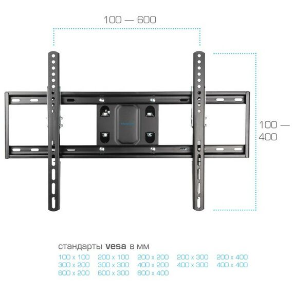 Крепеж для аудио-видео техники: Кронштейн для ТВ Kromax OPTIMA-409 black 32"-65", VESA 600x400 мм [24050] фотографии