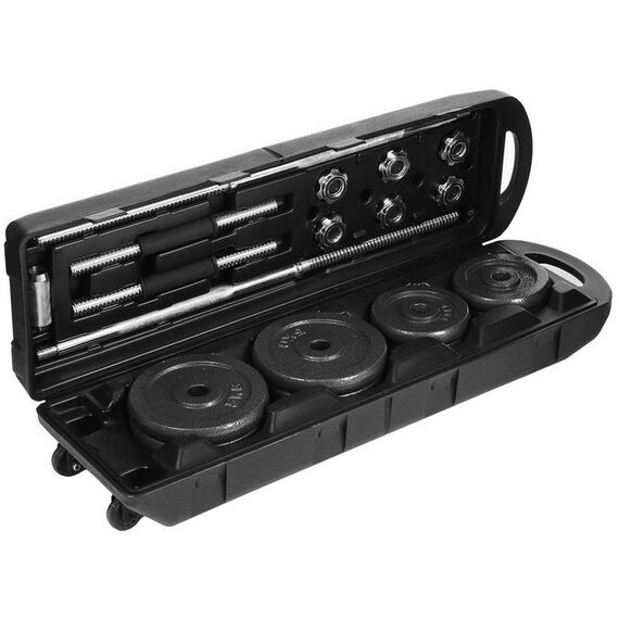 Гантели: Набор ONLITOP 578750 2 гантельных грифа, 1 гриф прямой 1,5 м, 20 дисков, вес 50 кг фотографии