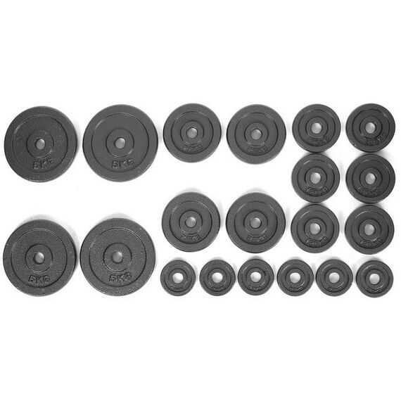 Гантели: Набор ONLITOP 578750 2 гантельных грифа, 1 гриф прямой 1,5 м, 20 дисков, вес 50 кг фотографии