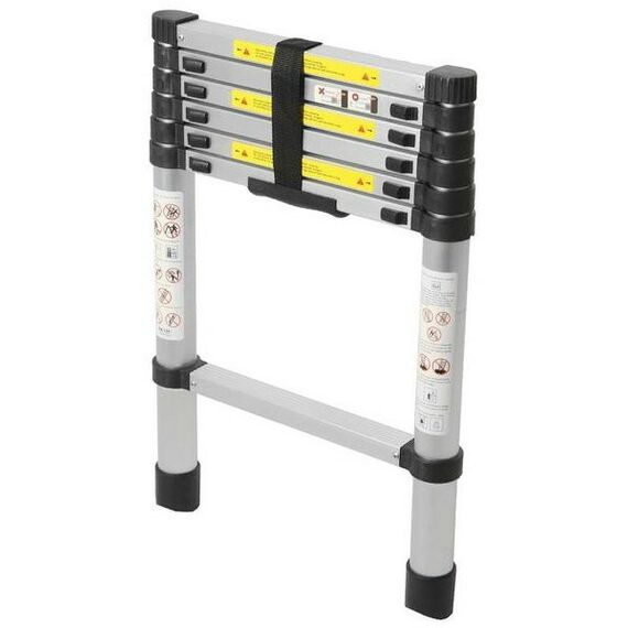 Стремянки и лестницы: Лестница телескопическая TUNDRA 2.6 м алюминиевая, 9 ступеней, автомат фотографии