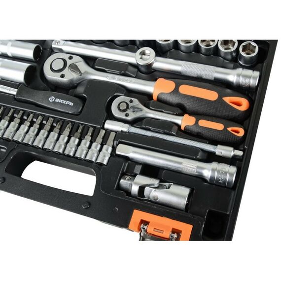 Наборы инструментов и ключи: Набор инструментов Вихрь АВТО 94 предмета 1/2", 1/4", CrV, в кейсе [73/6/7/7] фотографии