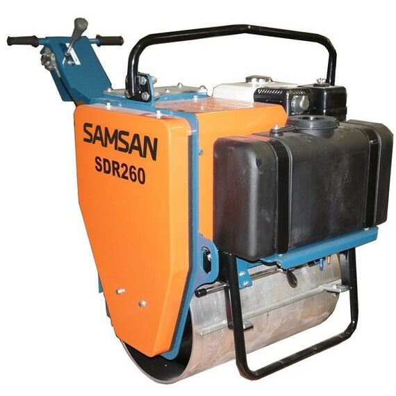 Дорожные катки: Ручной одновальцовый дорожный каток Samsan SDR 260D Honda 160 (5,5 л.с.), вес 260 кг, ширина барабана 560 мм фотографии