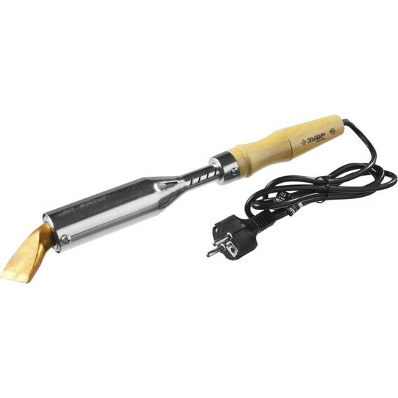 Паяльное оборудование: Паяльник Зубр Мастер 55303-300 c деревянной рукояткой, 300Вт, клин фотографии