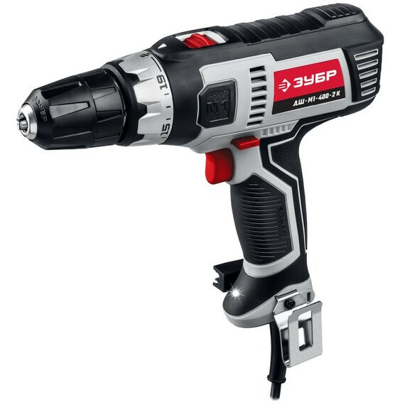 Дрели и шуруповерты: Дрель-шуруповерт сетевая Зубр Мастер ДШ-М1-400-2 К 400 Вт, 0-450/0-1800 об/мин, в кейсе фотографии