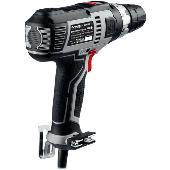 Дрели и шуруповерты: Дрель-шуруповерт сетевая Зубр Мастер ДШ-М1-400-2 К 400 Вт, 0-450/0-1800 об/мин, в кейсе фотографии