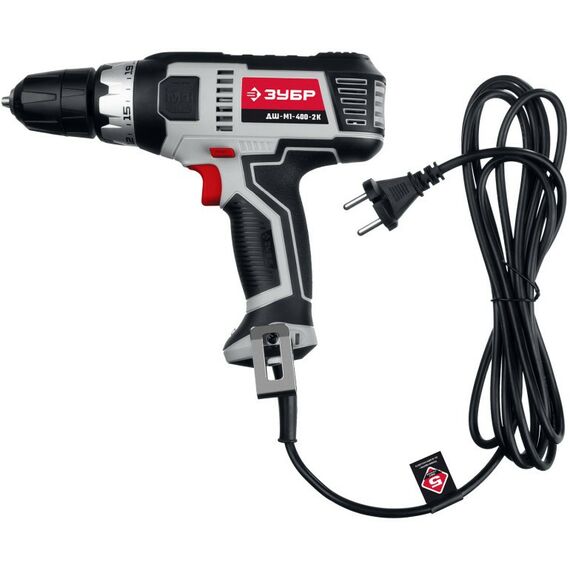 Дрели и шуруповерты: Дрель-шуруповерт сетевая Зубр Мастер ДШ-М1-400-2 К 400 Вт, 0-450/0-1800 об/мин, в кейсе фотографии