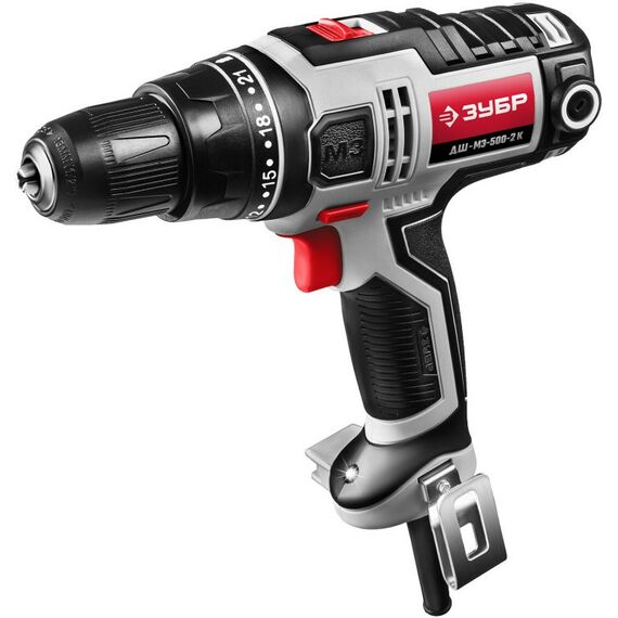 Дрели и шуруповерты: Дрель-шуруповерт сетевая Зубр Мастер ДШ-М3-500-2 К 500 Вт, 0-450/0-1800 об/мин, в кейсе фотографии