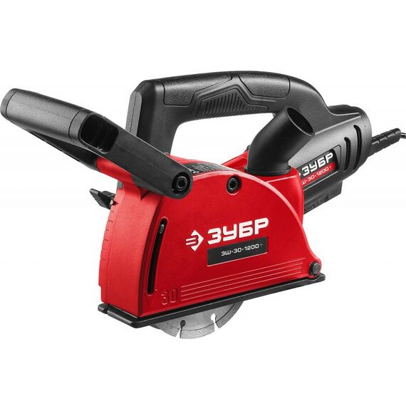 Штроборезы, бетонорезы: Штроборез (бороздодел) Зубр Мастер ЗШ-30-1200 Т макс. глубина паза 30 мм, 125 мм, пылезащита, подключение пылесоса, защита от перегрузки, 1200 Вт фотографии