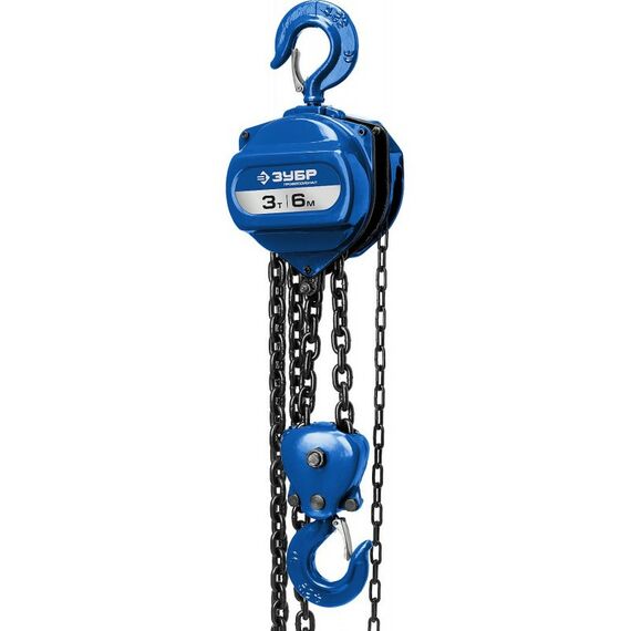 Лебедки, тали, тельферы: Таль цепная Зубр Профессионал ТШ-3-6 шестеренная, 3т / 6м [43082-3_z01] фотографии
