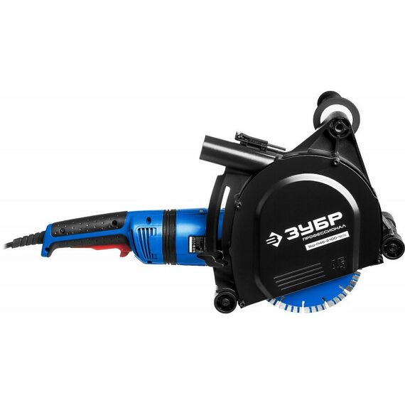 Штроборезы, бетонорезы: Штроборез (бороздодел) Зубр Профессионал ЗШ-П45-2100 ПВТК макс. глуб. 45 мм, 180 мм, подключ. пылесоса, плавный пуск, защита от перегрузки, 2100 Вт фотографии