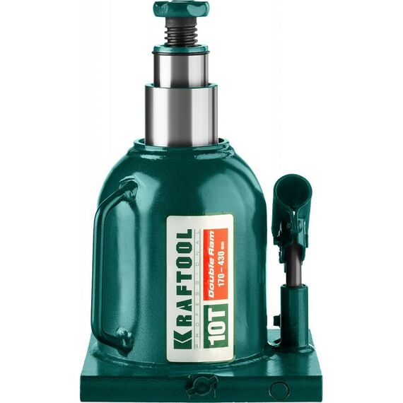 Домкраты: Домкрат двухштоковый бутылочный KRAFTOOL DOUBLE RAM 10т 170-430мм с увеличенным подъемом [43463-10] фотографии