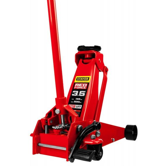 Домкраты: Подкатной домкрат с быстрым и высоким подъемом для СТО STAYER RED FORCE F-35 3.5т 145-500мм [43155-3.5] фотографии