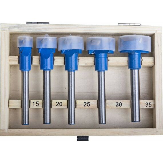 Наборы оснастки: Набор сверл форстнера композитных Зубр Композит 29945-H5 5 шт, 15-20-25-30-35мм, твердосплавные резцы фотографии