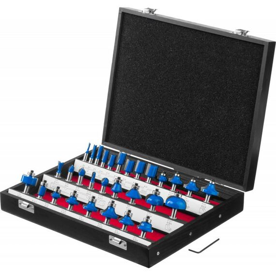 Принадлежности для фрезерных станков: Набор профильных фрез по дереву Зубр Профессионал 28796-H30 30шт фотографии