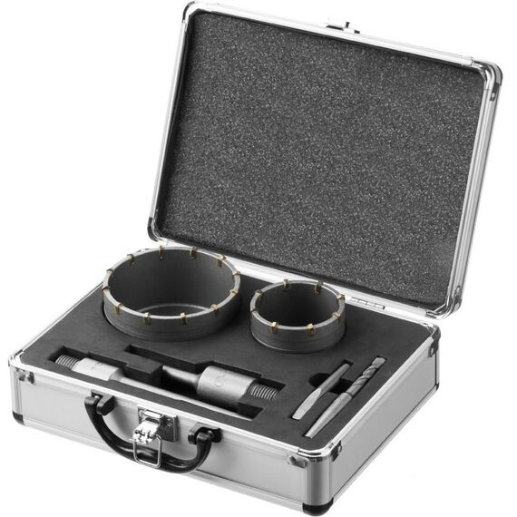 Буры, пики, коронки, сверла: Набор коронок по бетону с оснасткой Зубр Профессионал 29185-H2-2 d = 68, 100 мм, кейс фотографии