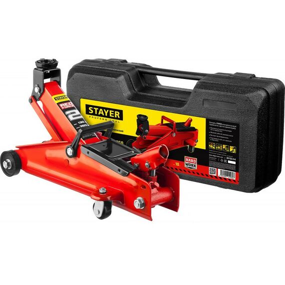Домкраты: Подкатной домкрат для легковых а/м STAYER RED FORCE R-28 2т 130-350мм в кейсе [43153-2-K] фотографии