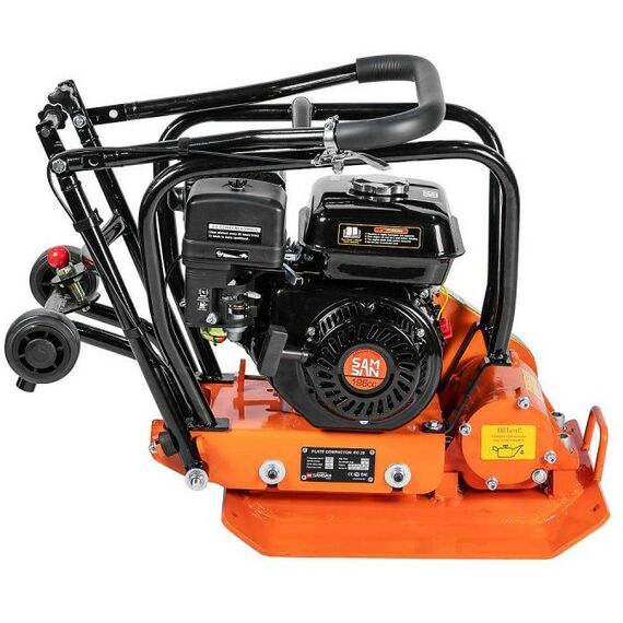 Виброплиты, вибраторы: Виброплита Samsan PC 26 двигатель SAMSAN SM200, вес 65 кг, колеса, без бака фотографии