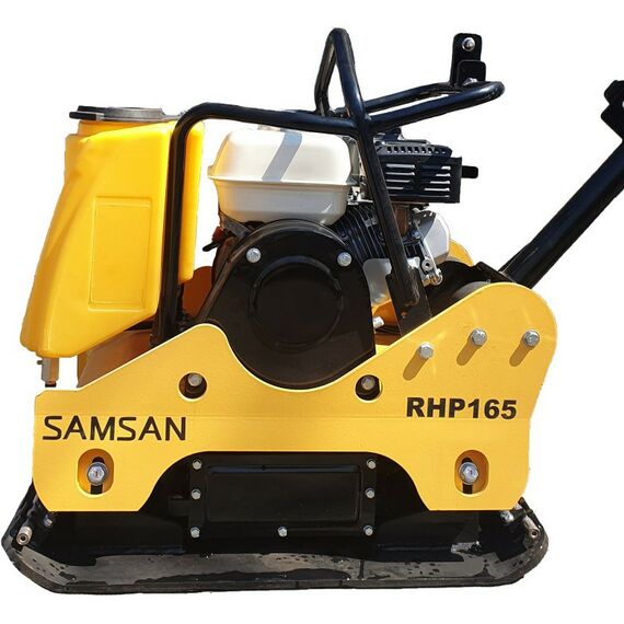 Виброплиты, вибраторы: Виброплита реверсивная гидравлическая Samsan RHP165 двигатель Honda GX160, 4-тактный, гидравлический реверс, бак для воды, двухзонная система орошения, вес 165 кг фотографии