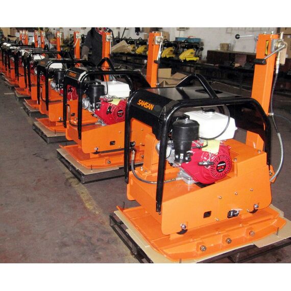 Виброплиты, вибраторы: Виброплита реверсивная Samsan RP 351 двигатель Honda GX 270, 4-тактный, одноцилиндровый, 9 л/с, частота 3750 виб./мин, центробежная сила 38 кН, глубина уплотнения 90 см фотографии