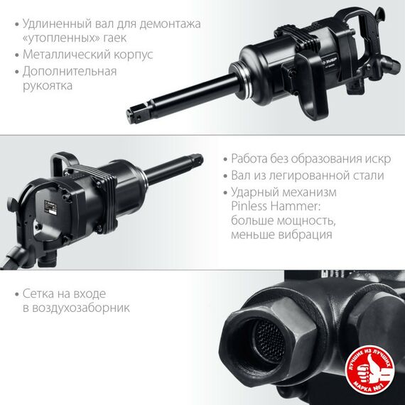 Пневмогайковерты: Ударный пневматический гайковерт Зубр ПГ-2500 1", 2500 Нм [64220] фотографии