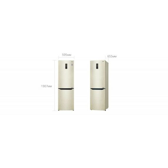 Холодильники: Холодильник с нижней морозильной камерой LG GA-B419SEUL 1.9м, инверторный компрессор, класс энергоэффективности А+, Total No Frost, скрытая ручка, внешний дисплей фотографии