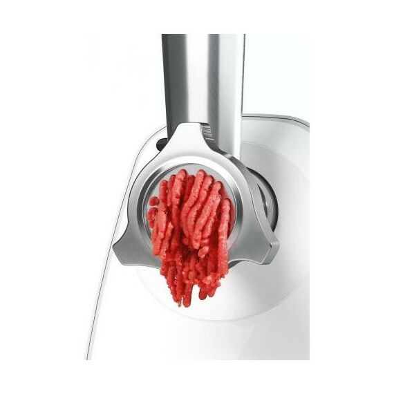 Мясорубки: Мясорубка BOSCH MFW2520W SmartPower, 350/1500 Вт, 2 форм диска, насадка для колбасок и кеббе фотографии