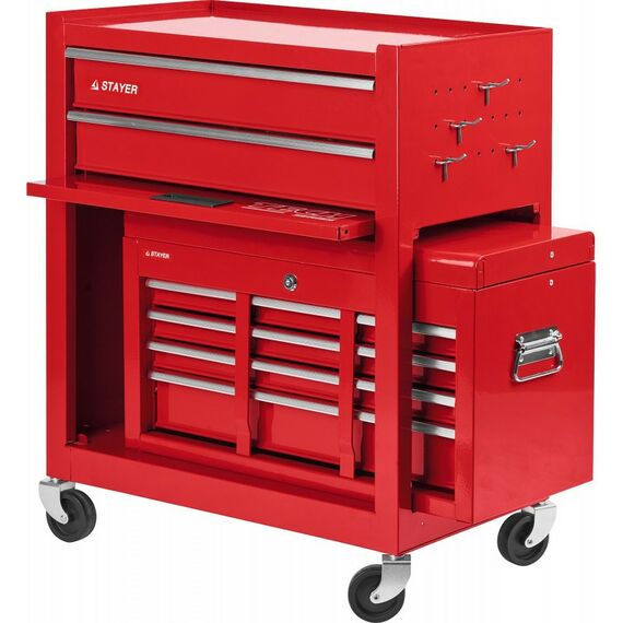 Инструментальные тележки: Тележка инструментальная STAYER MASTER комбо 2 ящика + ящик настольный, 7 полок, 616х330х742мм [38909-K] фотографии