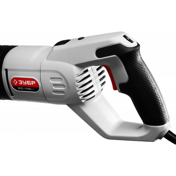 Сабельные пилы: Пила сабельная (электроножовка) Зубр ЗПС-1100 Э 1100 Вт, 800-2700 ход/мин, рез 230 мм (дерево), 20 мм (сталь), ход штока 29 мм фотографии