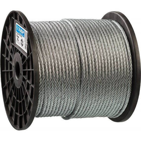 Такелажный крепеж: Трос стальной оцинкованный Зубр Профессионал d=6 мм, L=120 м DIN 3055 [4-304110-06] фотографии