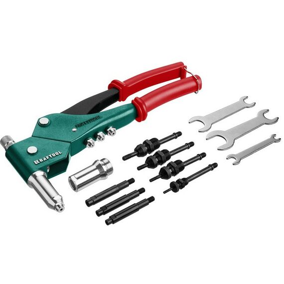 Заклепочники: Комбинированный заклепочник поворотный KRAFTOOL Combo3-M6 0-360°, в кейсе [31178_z01] фотографии