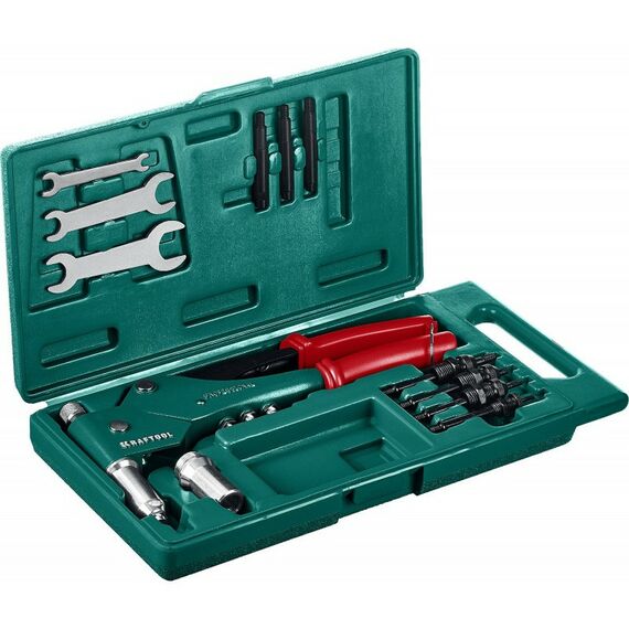 Заклепочники: Комбинированный заклепочник поворотный KRAFTOOL Combo3-M6 0-360°, в кейсе [31178_z01] фотографии