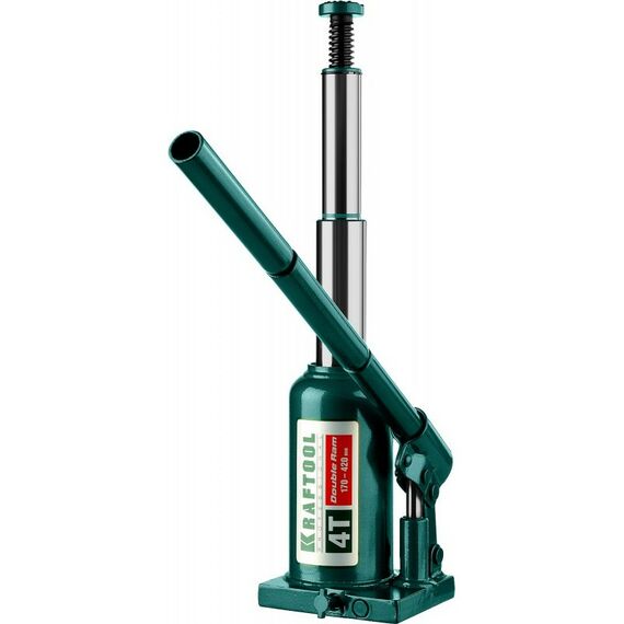 Домкраты: Домкрат двухштоковый бутылочный с увеличенным подъемом KRAFTOOL KRAFT BODY DOUBLE RAM 4т 170-420мм [43463-4] фотографии