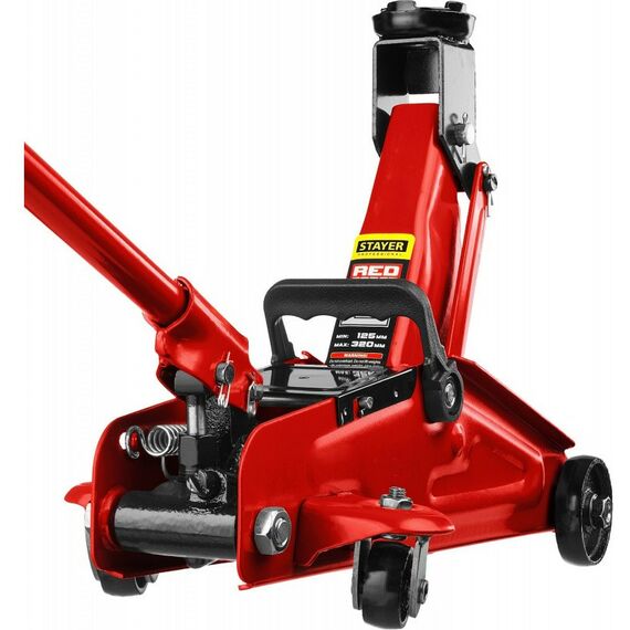 Домкраты: Подкатной домкрат для легковых а/м STAYER RED FORCE R-22 2т 125-320мм в кейсе [43152-2-K] фотографии