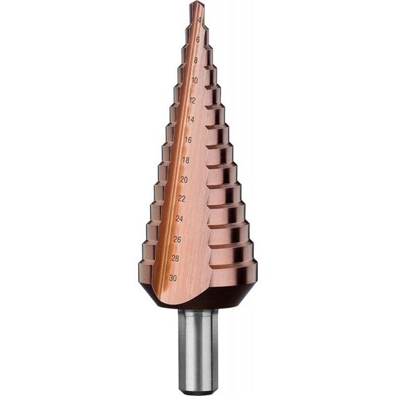 Буры, пики, коронки, сверла: Сверло ступенчатое Зубр 29672-4-30-14 КОБАЛЬТ 4-30мм, 14 ступеней, кобальтовое покрытие фотографии