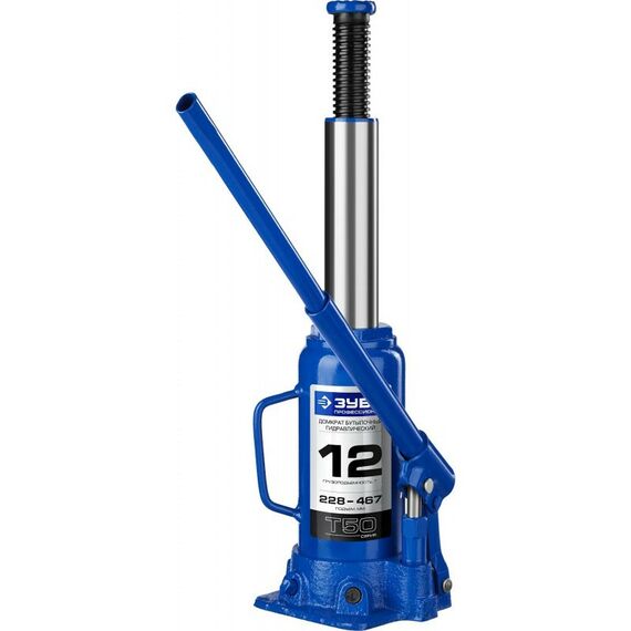 Домкраты: Домкрат бутылочный гидравлический Зубр Профессионал T50 12т, 228-467мм [43060-12_z01] фотографии