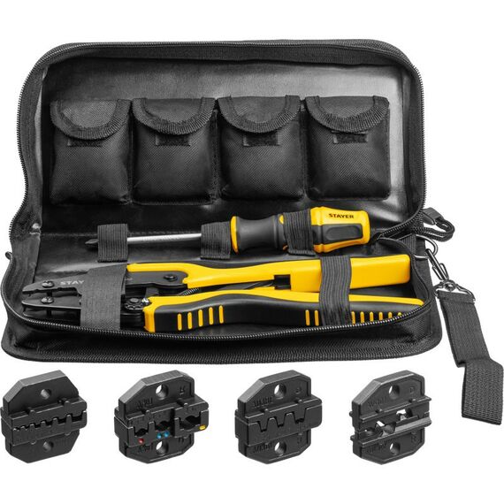 Электромонтажный инструмент: Набор пресс-клещи STAYER Professional SP-4M 4 матрицы, в сумке чехле [45445] фотографии