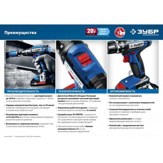 Дрели и шуруповерты: Дрель-шуруповерт Зубр Профессионал DL-201 20В, без АКБ, в коробке фотографии