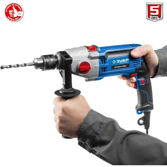 Дрели и шуруповерты: Дрель ударная Зубр Профессионал ДУ-П850-2 ЭРМК 850 Вт, 2-х скоростная, кейс фотографии