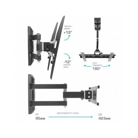 Крепеж для аудио-видео техники: Настенный кронштейн для LED/LCD телевизоров Kromax PIXIS-XS black [20251] фотографии