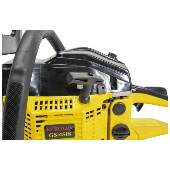 Бензопилы: Бензопила Eurolux GS-4518 3.1 л.с., шина 50.5 см, толщина звена 1.5 мм, шаг цепи 0.325", система гашения вибрации, тормоз цепи, автоматическая смазка цепи фотографии