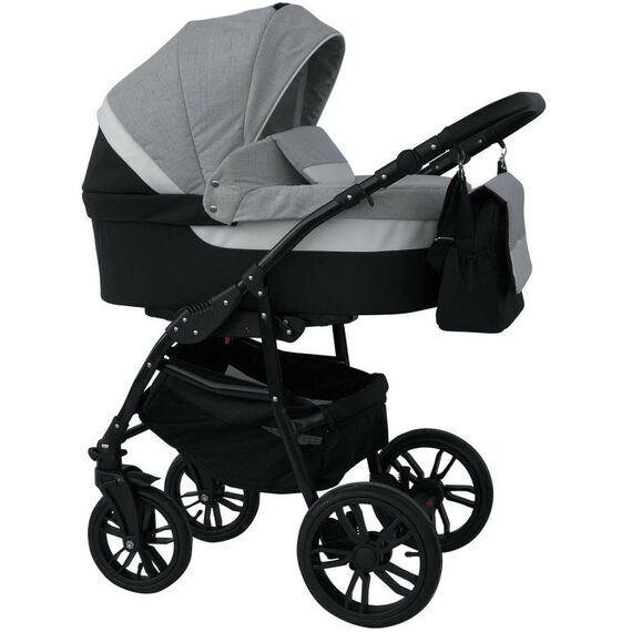 Коляски детские: Коляска 2в1 Alis ALVARO Al 04 т.серый+св.серый+белая кожа фотографии