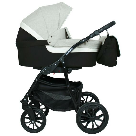 Коляски детские: Коляска 2в1 Alis ALVARO Al 04 т.серый+св.серый+белая кожа фотографии