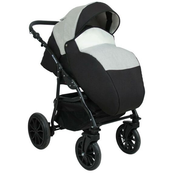 Коляски детские: Коляска 2в1 Alis ALVARO Al 04 т.серый+св.серый+белая кожа фотографии