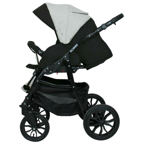 Коляски детские: Коляска 2в1 Alis ALVARO Al 04 т.серый+св.серый+белая кожа фотографии