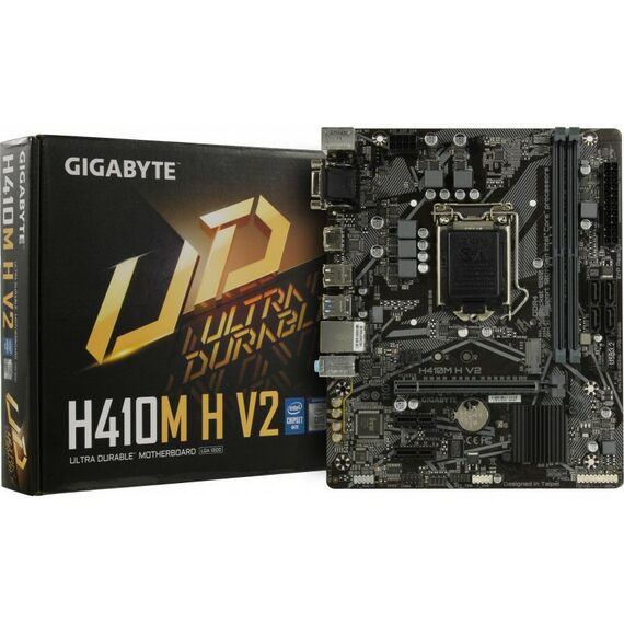Материнские платы: Материнская плата GigaByte H410M H V2 LGA1200 <H470> PCI-E Dsub+HDMI GbLAN SATA RAID MicroATX 2DDR4 RTL фотографии