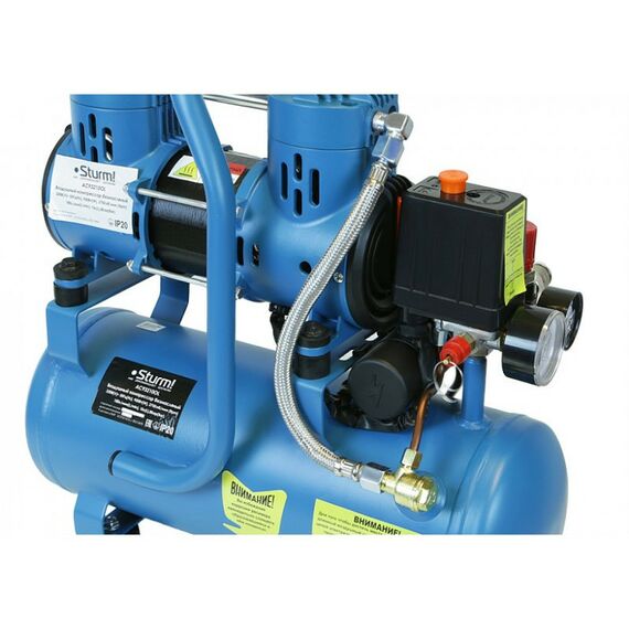 Компрессоры: Компрессор безмасляный Sturm! AC93210OL 900Вт, 10л, 2750 об/мин, 180 л/мин, 8 бар, бесшумный фотографии