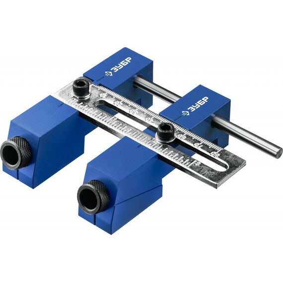 Принадлежности для электроинструмента: Кондуктор регулируемый Зубр 30081 для глухих отверстий, два отверстия, в кейсе фотографии